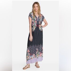 JOHNNY WAS mystic midi silk dres